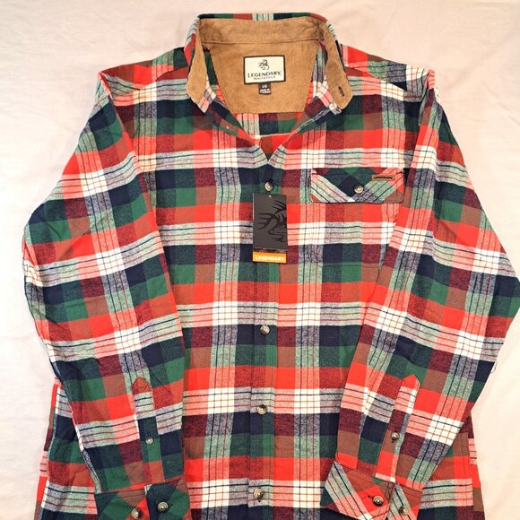 LEGENDARY WHITETAILS RED/GREEN FLANNEL SHIRT MEN'S L - Picture 1 of 10